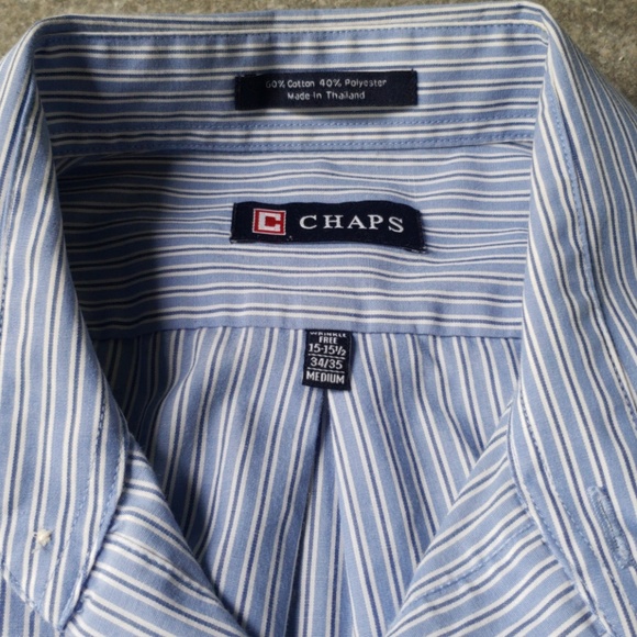 Men's Blue Striped Chaps Button Up - Picture 3 of 6